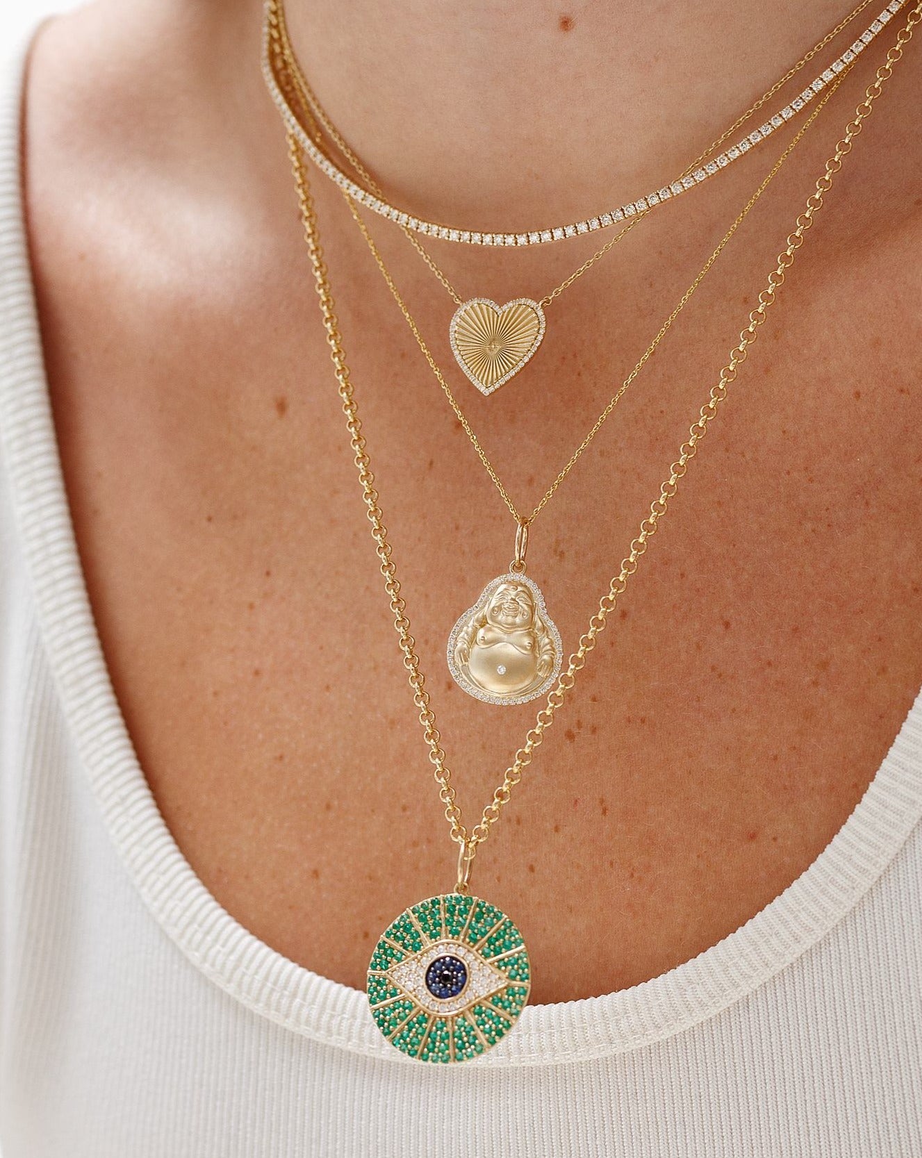 Pave Outline Gold Buddha Necklace Charm - Sparkle Society