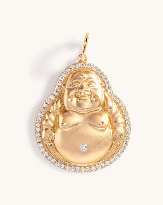 Pave Outline Gold Buddha Necklace Charm - Sparkle Society