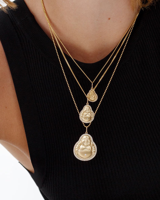 Pave Outline Gold Buddha Necklace Charm - Sparkle Society