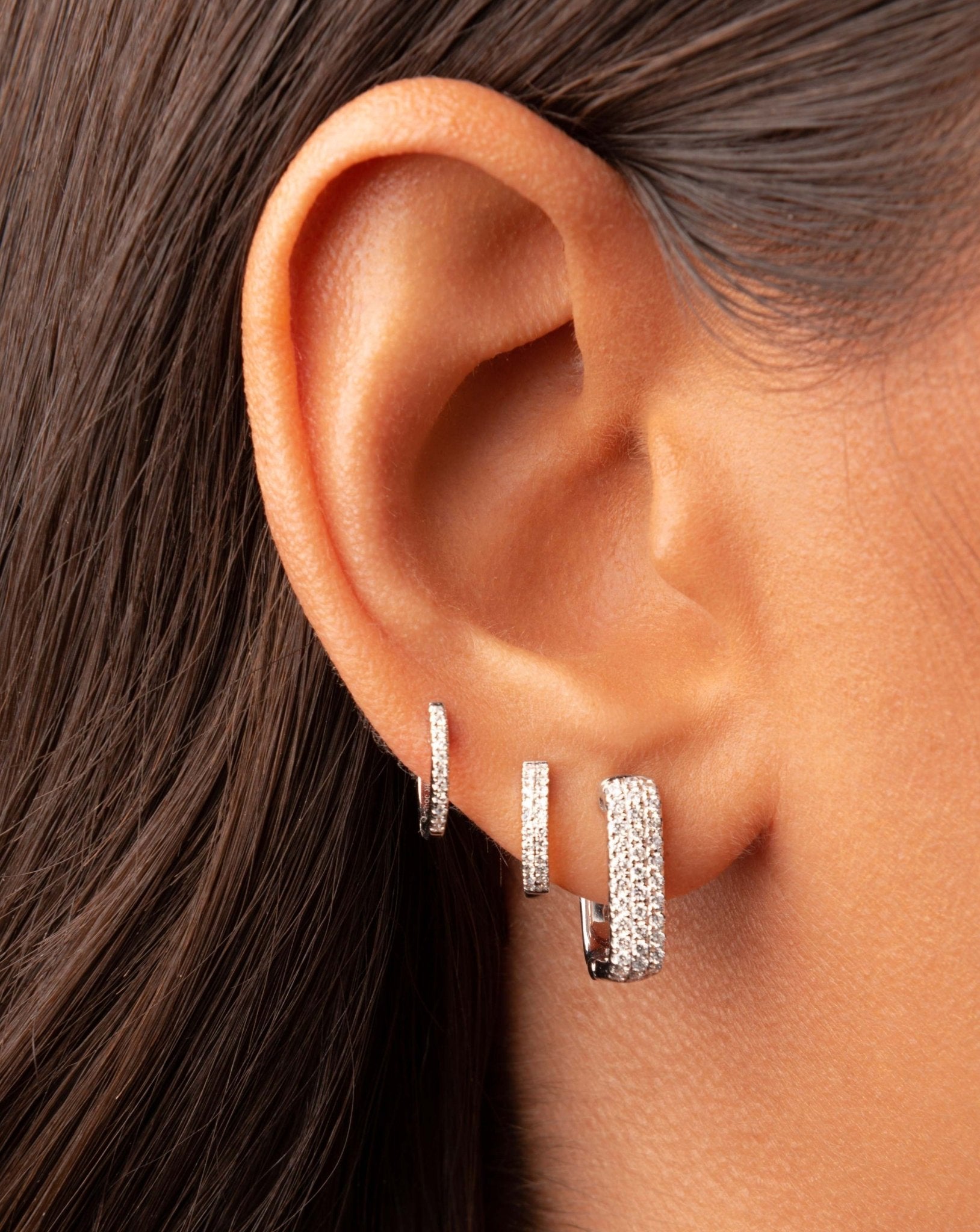 Pave Rectangular Huggie Earrings - Sparkle Society