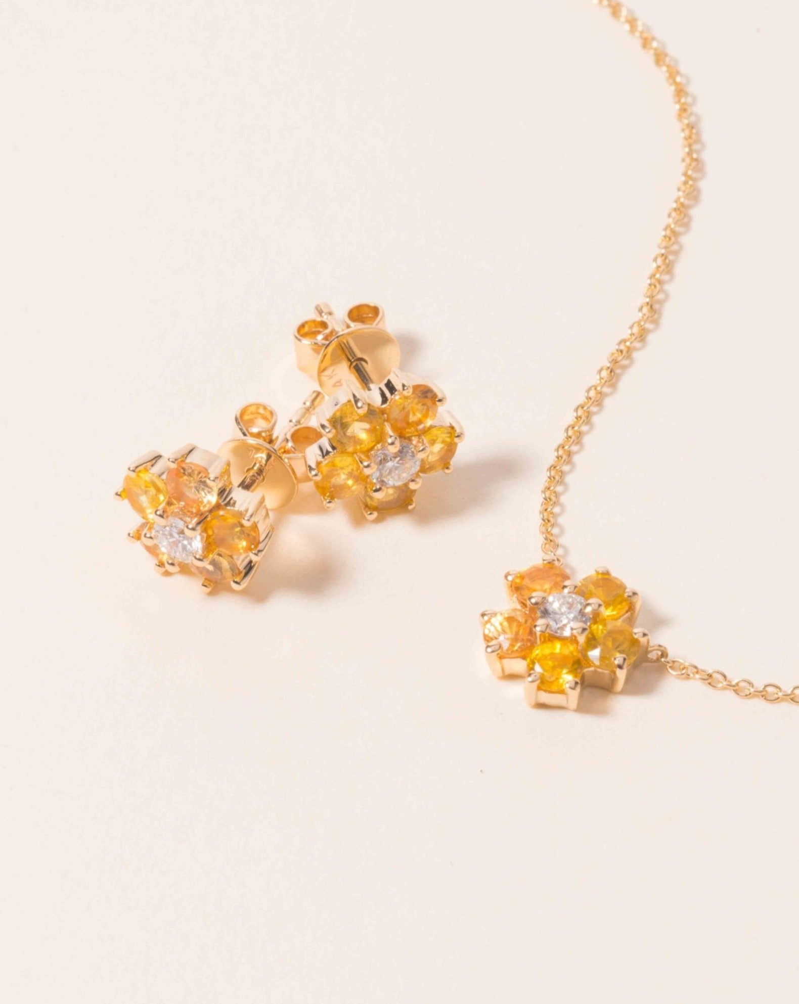 Perfect Gemstone And Diamond Flower Necklace - Sparkle Society