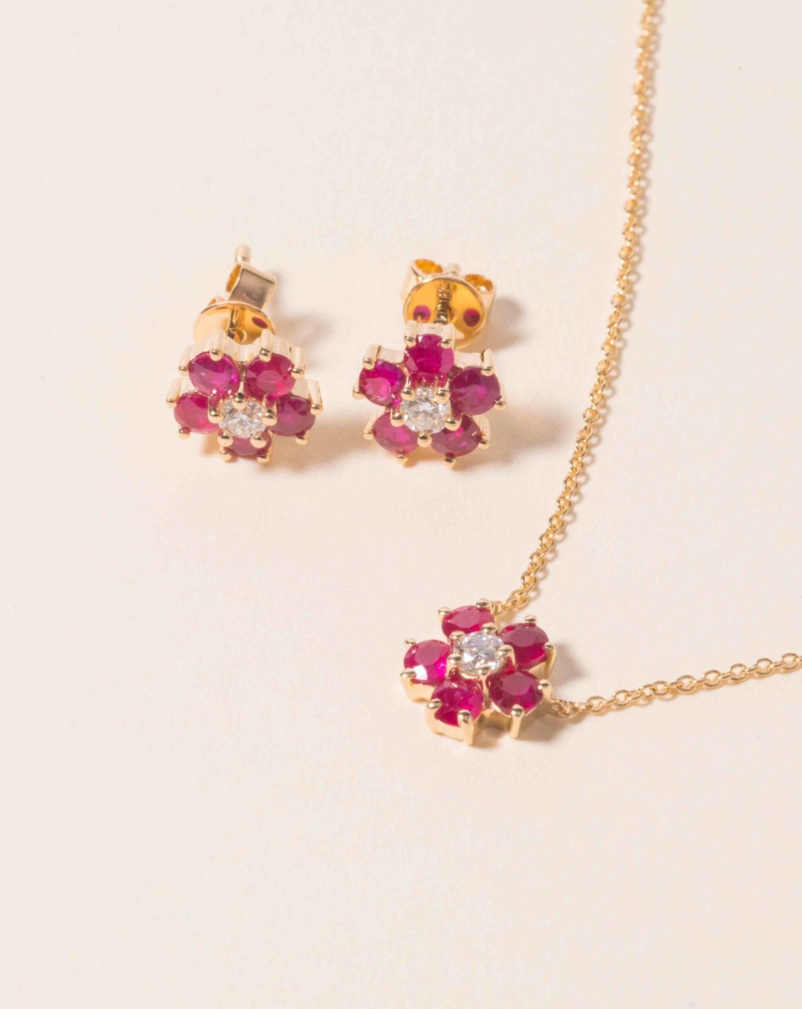 Perfect Gemstone And Diamond Flower Necklace - Sparkle Society