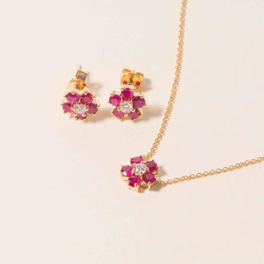 Perfect Gemstone And Diamond Flower Studs - Sparkle Society