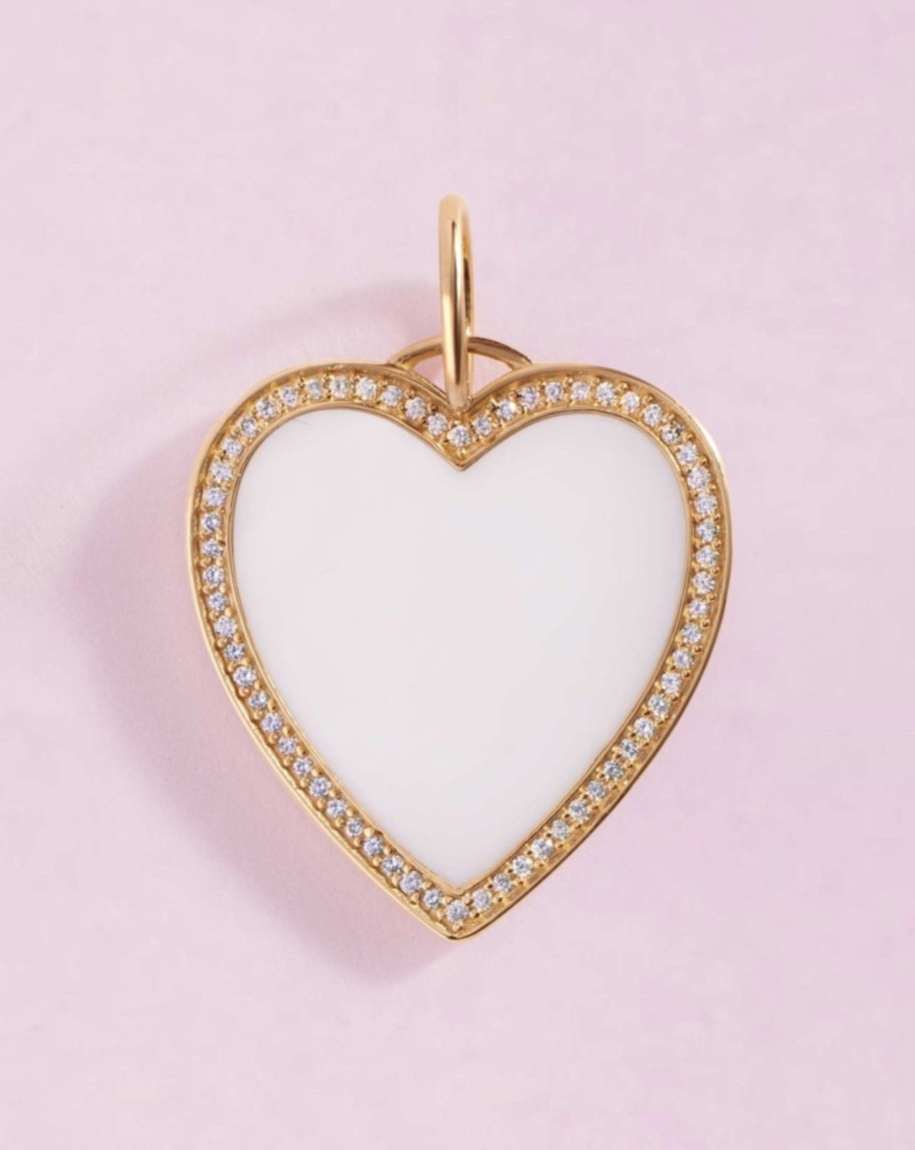 Perfect Pave Outline Gemstone Heart Necklace Charm - Sparkle Society