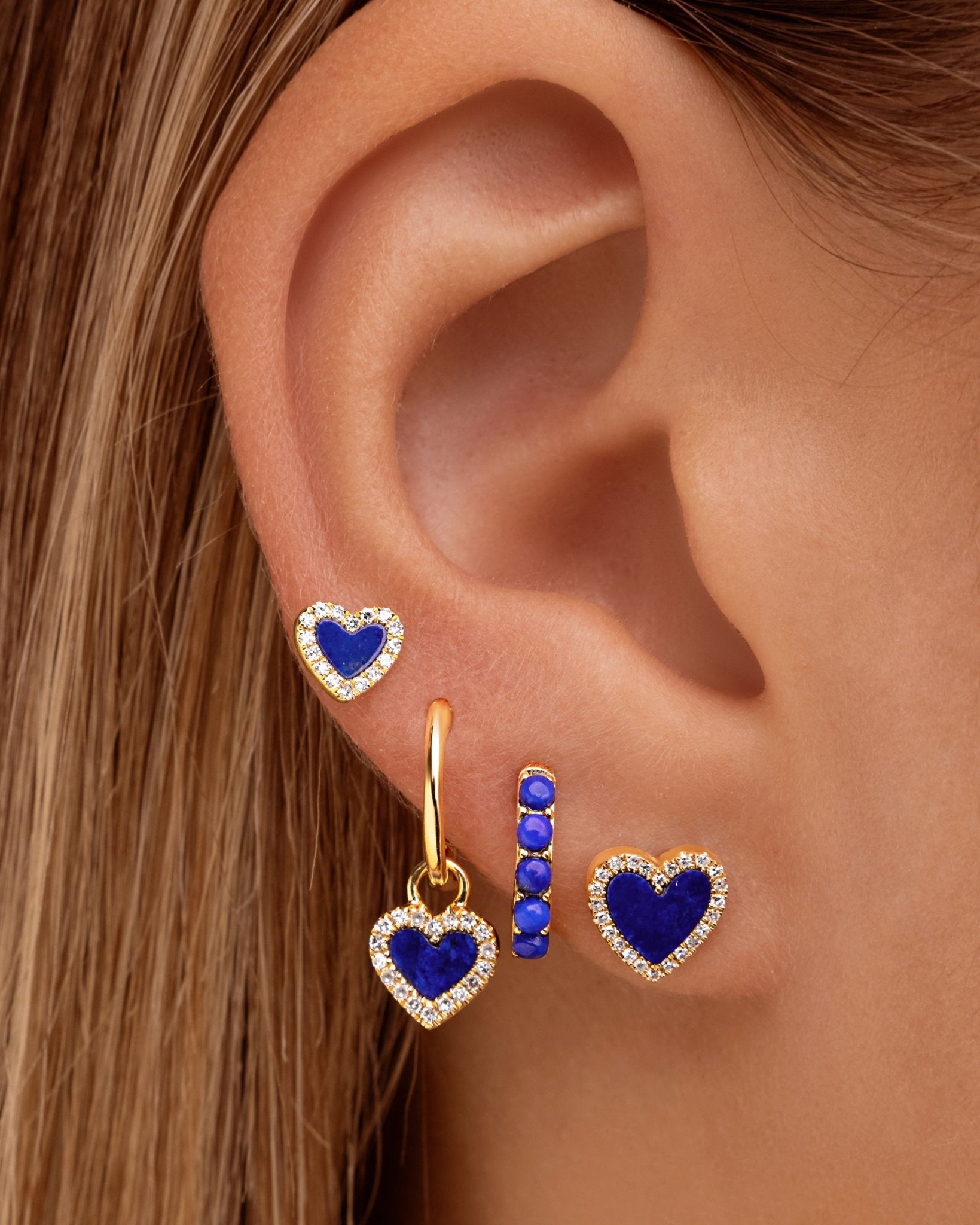 Perfect Pave Outline Gemstone Heart Studs - Sparkle Society