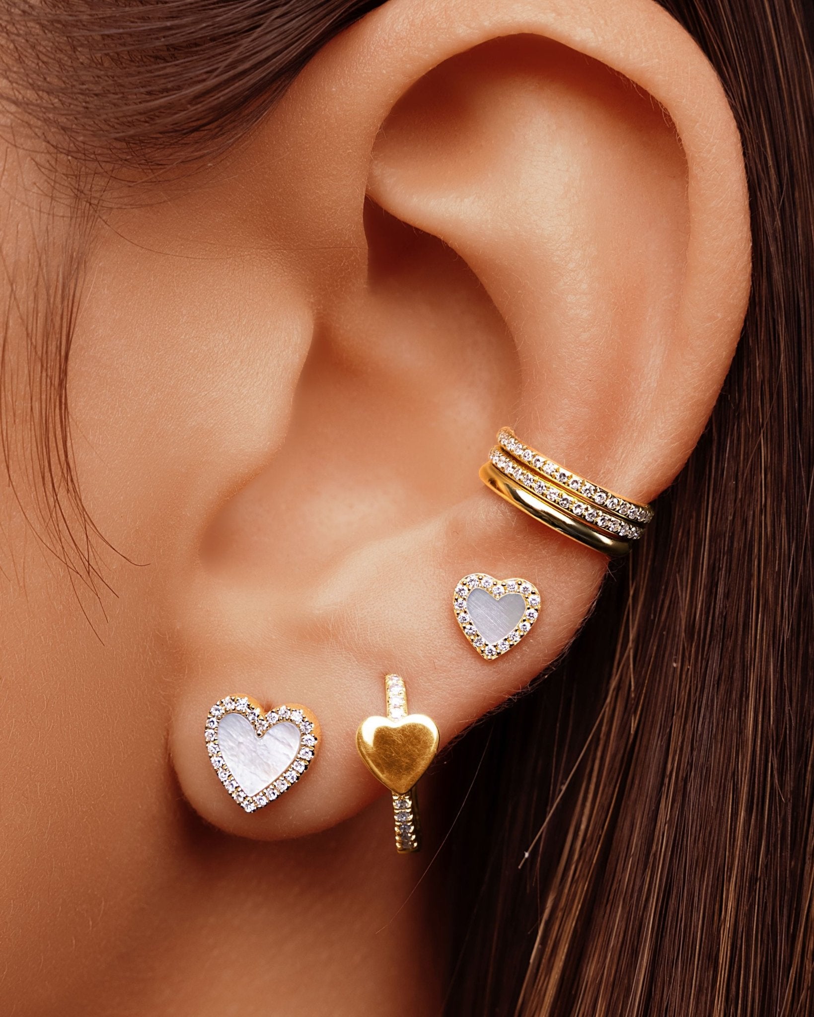 Perfect Pave Outline Gemstone Heart Studs - Sparkle Society