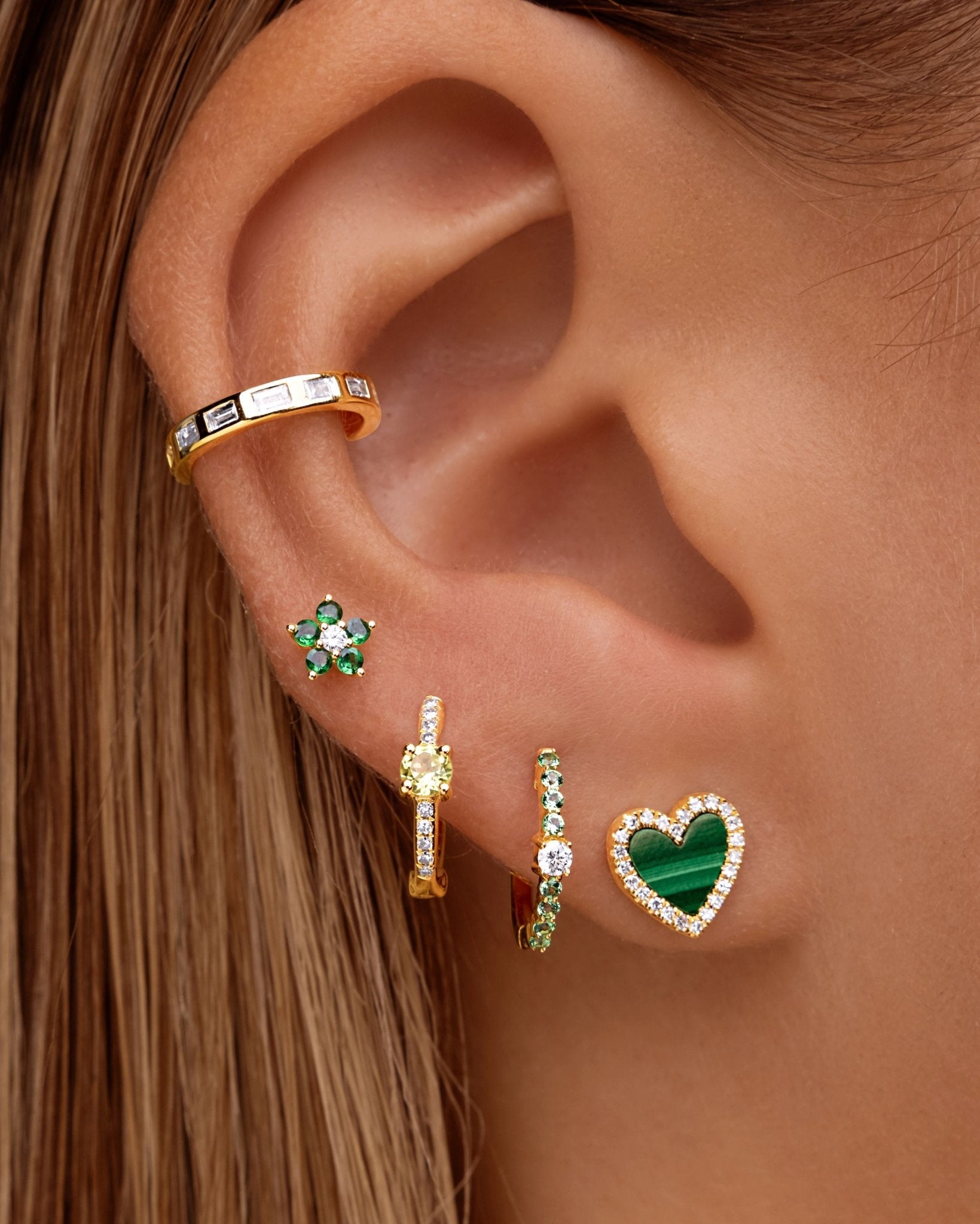 Perfect Pave Outline Gemstone Heart Studs - Sparkle Society