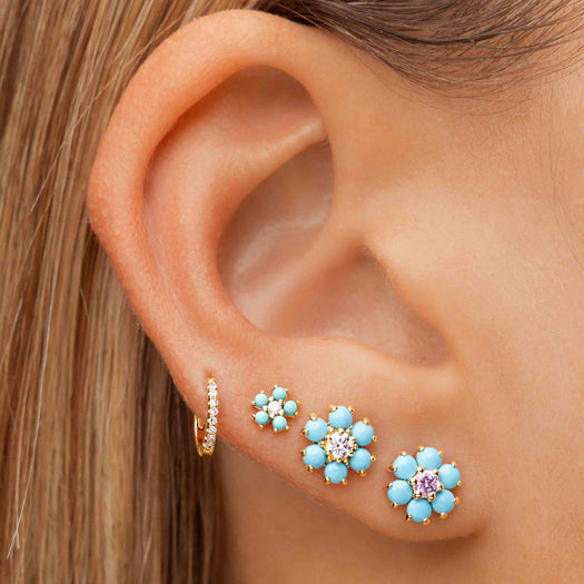 Perfect Turquoise Flower Studs - Sparkle Society