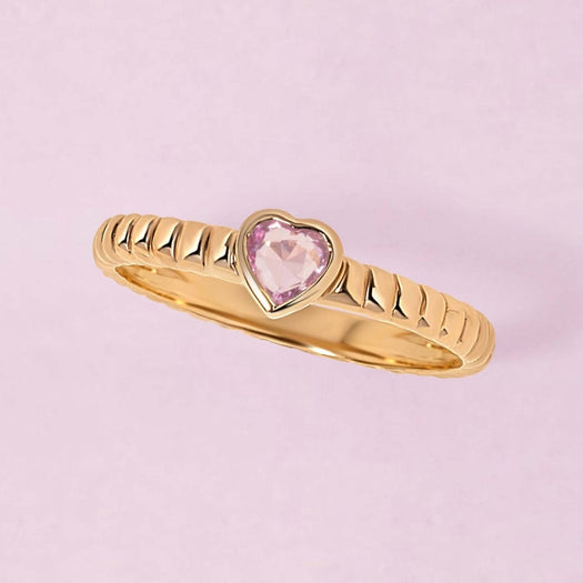 Pink Sapphire Heart Shape Radiant Band Ring - Sparkle Society