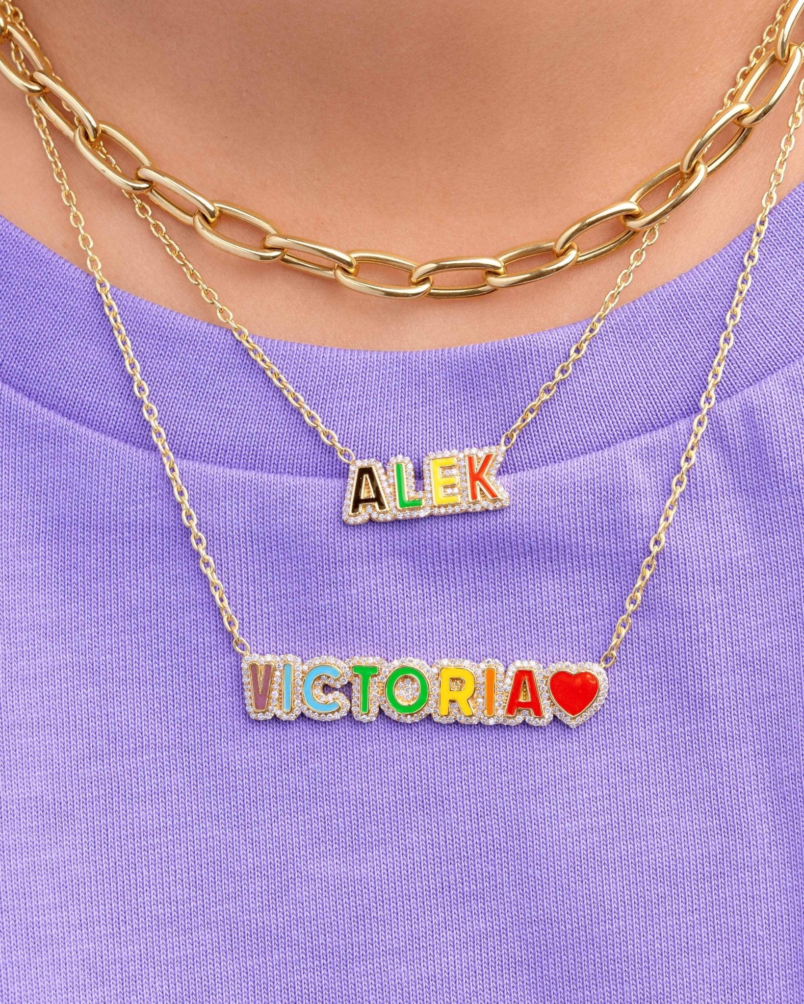 Rainbow pave online necklace