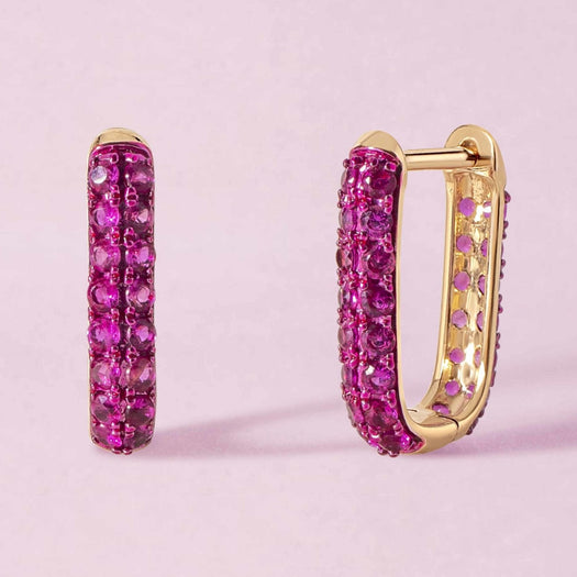 Gemstone Rectangular Dome Hoops - Sparkle Society