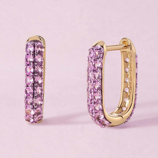 Gemstone Rectangular Dome Hoops - Sparkle Society