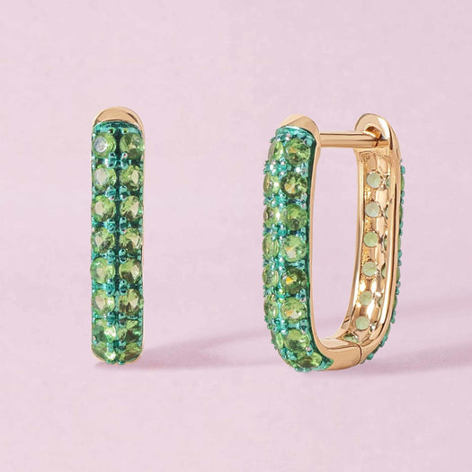 Gemstone Rectangular Dome Hoops - Sparkle Society