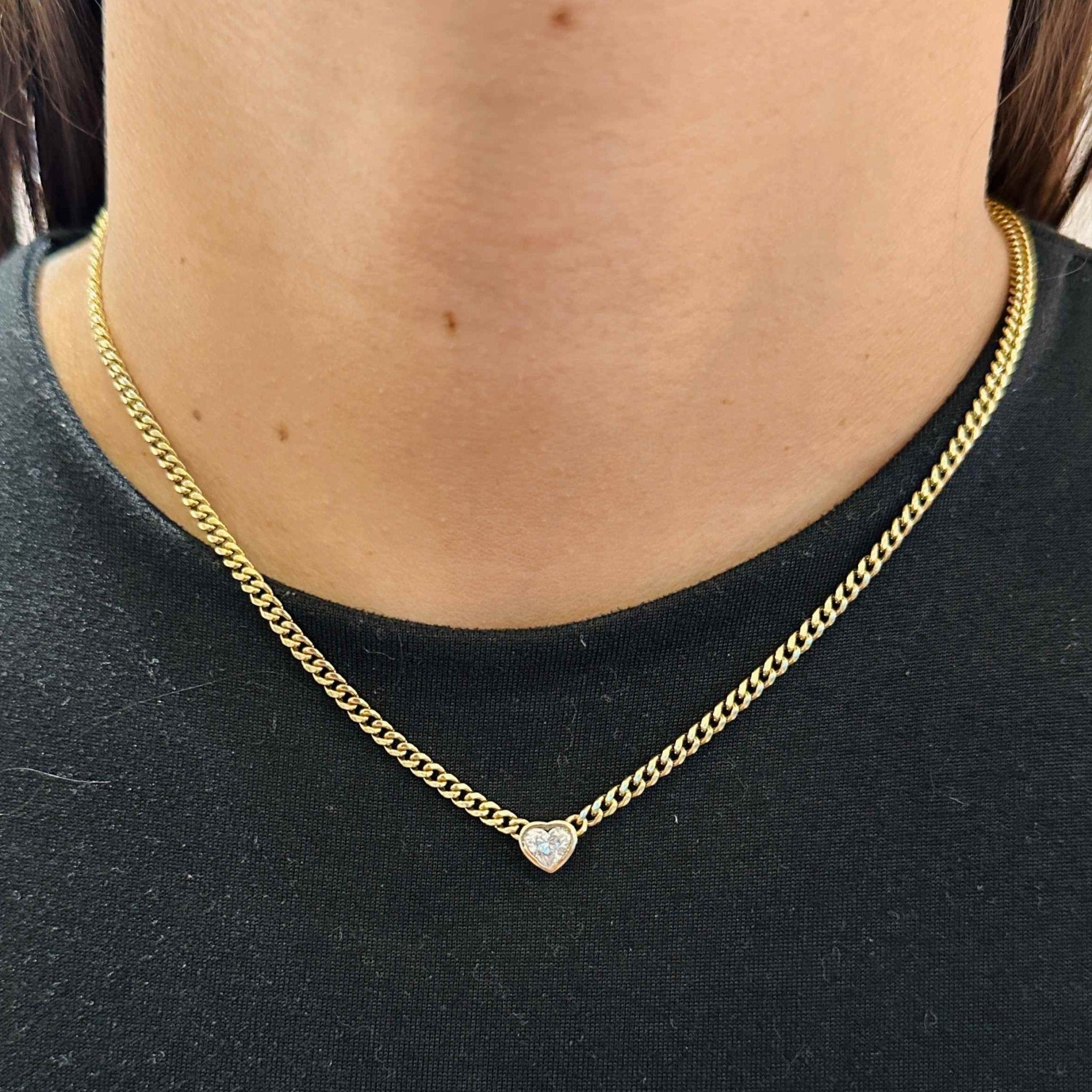 Single Diamond Cut Cuban Link Necklace - Sparkle Society