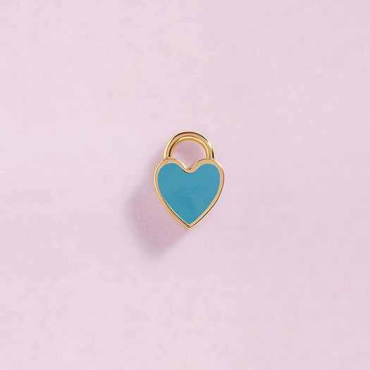 Slim Endless Gold Huggie + Enamel Heart Charm - Sparkle Society