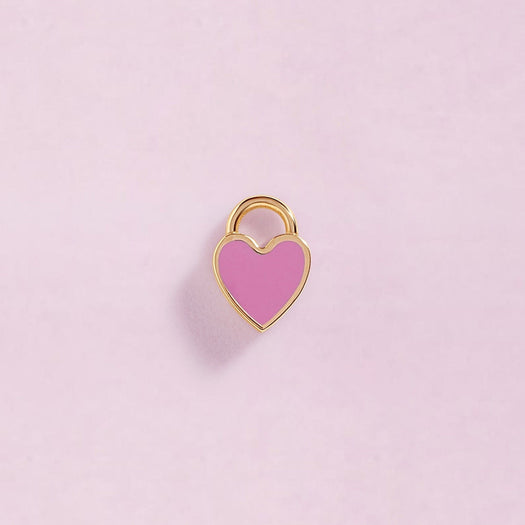 Slim Endless Gold Huggie + Enamel Heart Charm - Sparkle Society