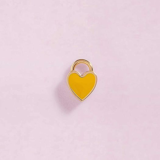 Slim Endless Gold Huggie + Enamel Heart Charm - Sparkle Society