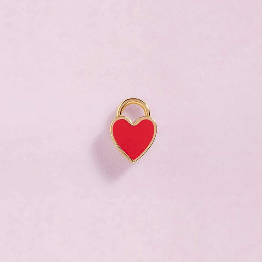 Slim Endless Gold Huggie + Enamel Heart Charm - Sparkle Society