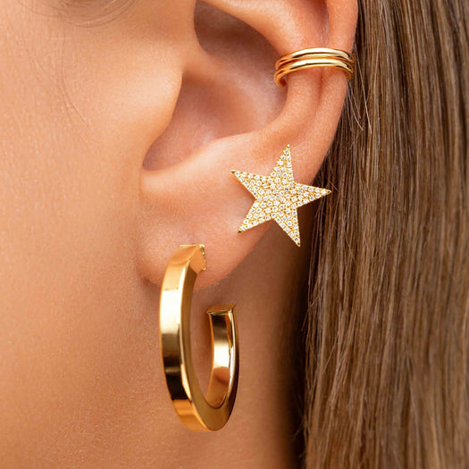 Slim Solid Gold Ear Cuff - Sparkle Society