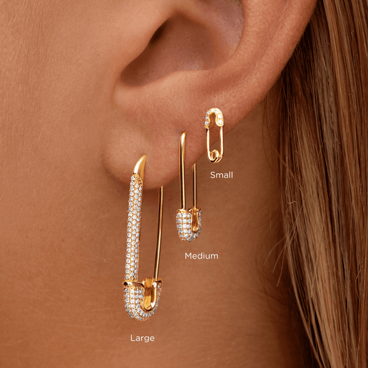 Small Diamond Safety Pin Stud Earrings - Sparkle Society