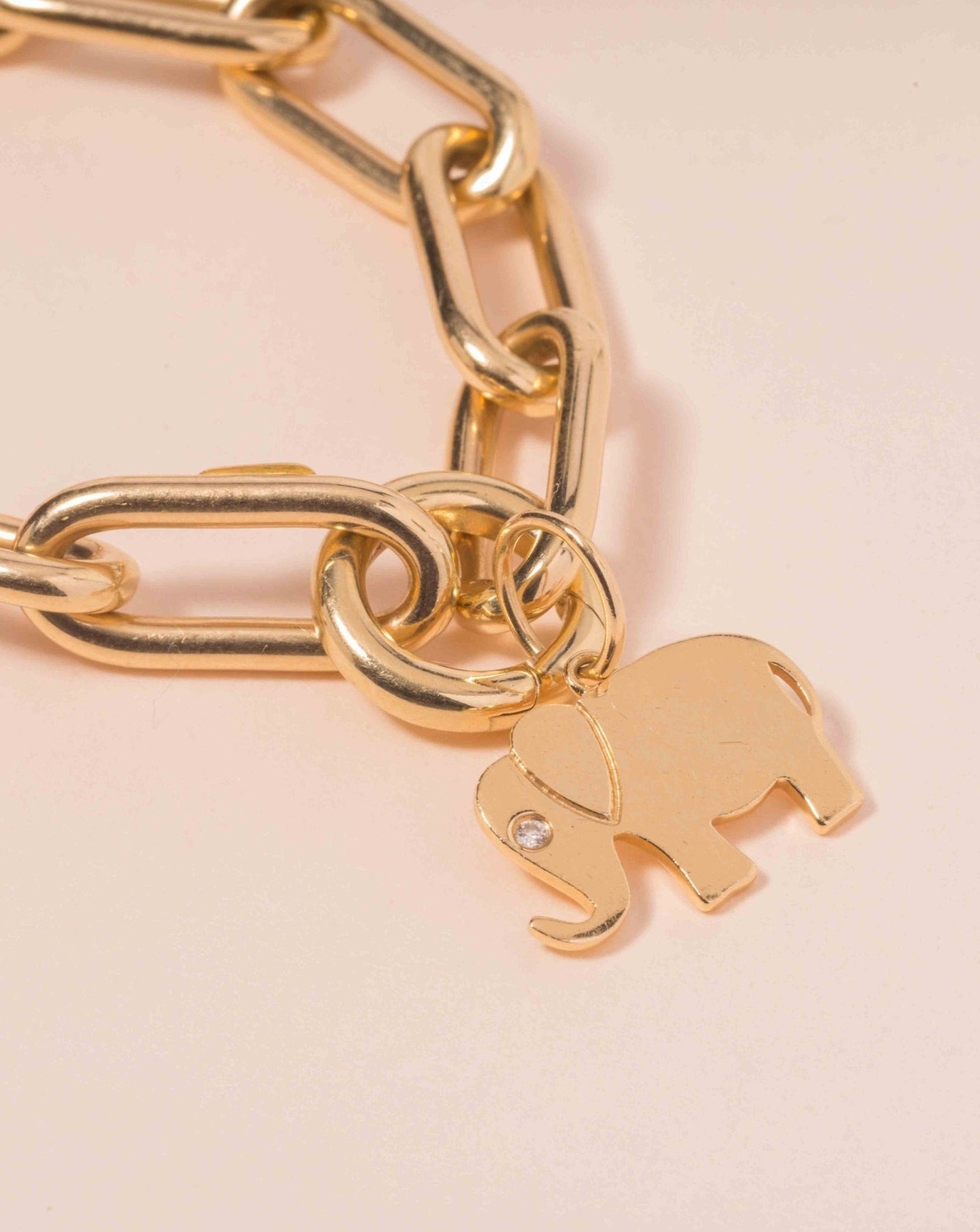 Solid Gold Elephant Necklace Charm - Sparkle Society