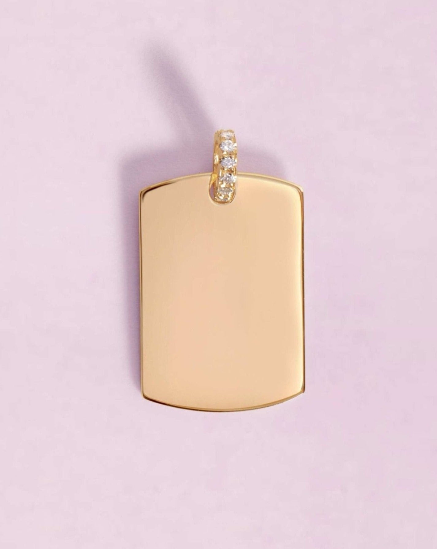 Engravable Solid Gold With Gemstone Hoop ID Tag Necklace Charm - Sparkle Society