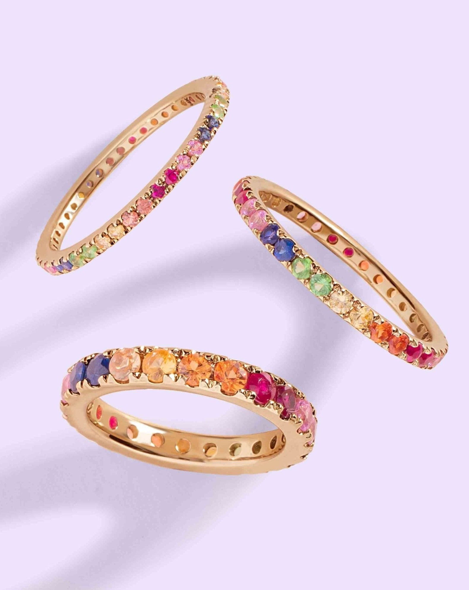 Thin Rainbow Eternity Band Ring - Sparkle Society