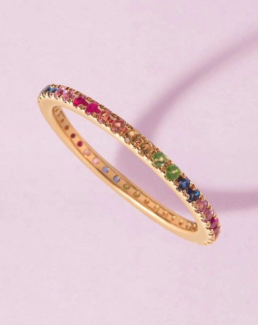 Thin Rainbow Eternity Band Ring - Sparkle Society