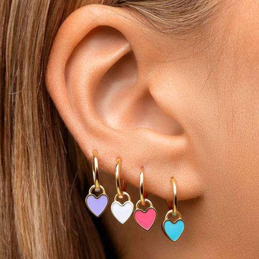 Tiny Enamel Heart Earring Charm - Sparkle Society