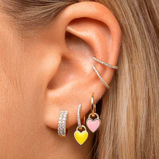 Tiny Enamel Heart Earring Charm - Sparkle Society