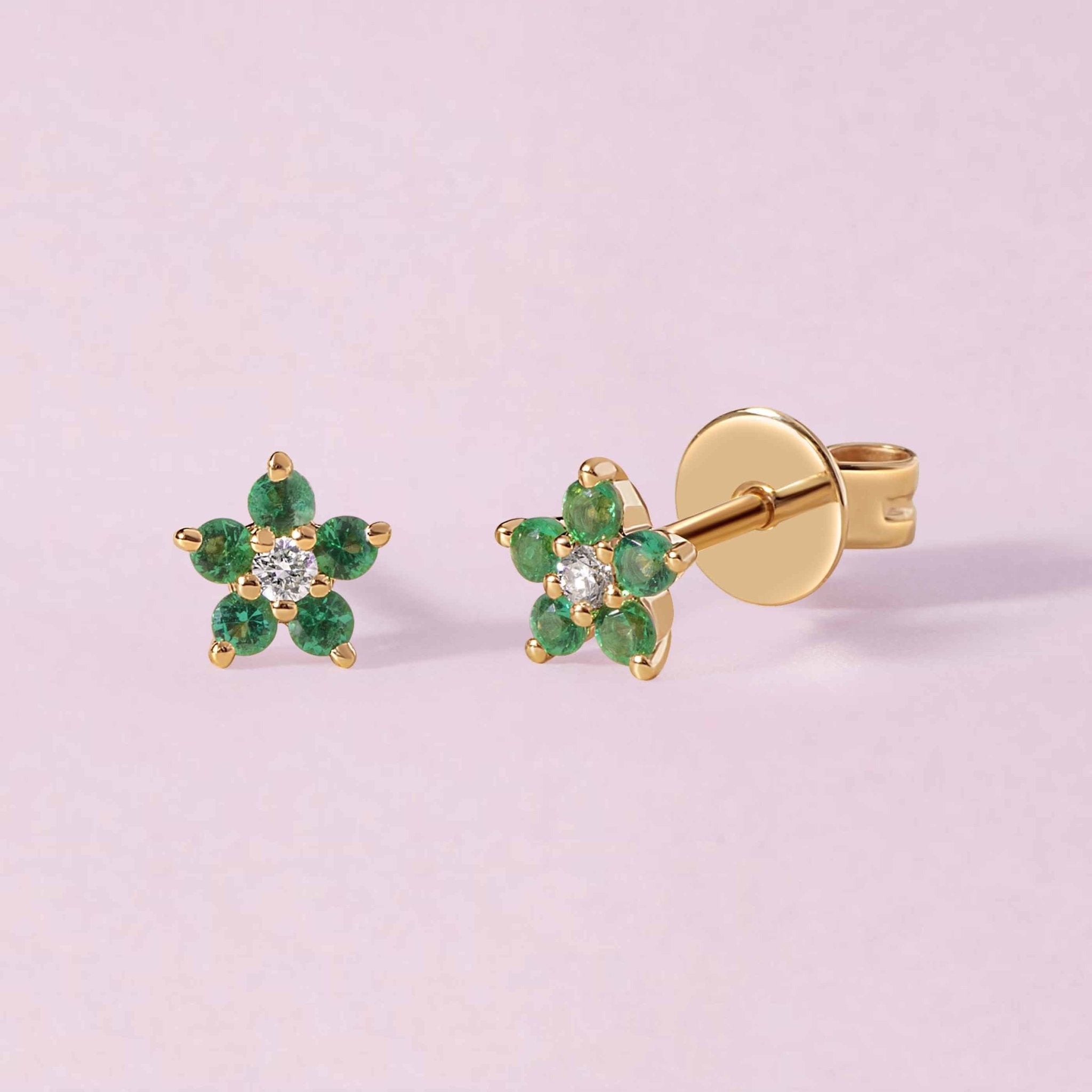 Tiny Gemstone Flower Studs - Sparkle Society