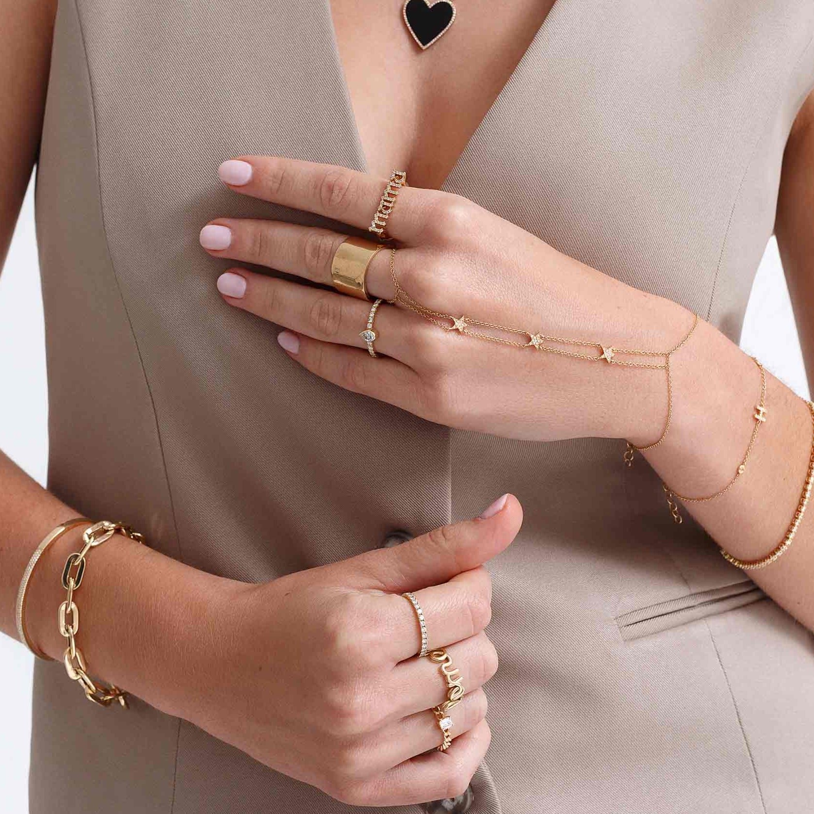 Amazon.com: INENIMARTJ Ring Bracelet Hand Harness Chain for Women Butterfly  Star Moon Chain Bracelet With Rings Boho Tassel Chain Crystal Bracelet  Slave Finger Ring Bracelet (A): Clothing, Shoes & Jewelry