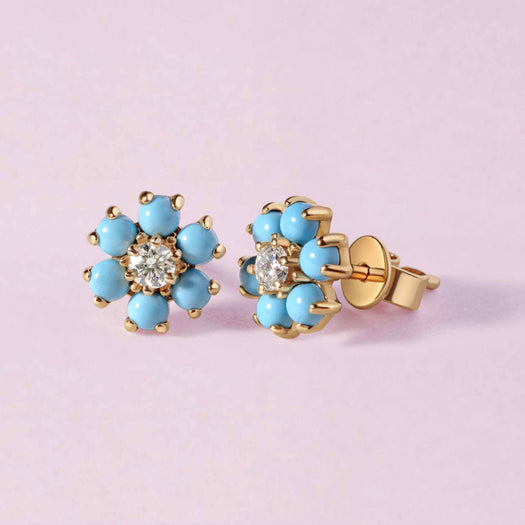 Perfect Turquoise Flower Studs - Sparkle Society